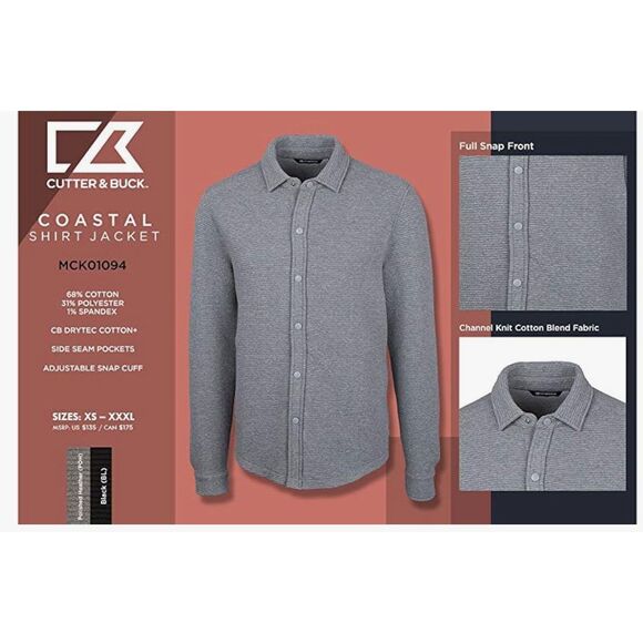 Cutter & Buck Coastal Shirt Jacket a polished Heather Size L - Picture 3 of 8